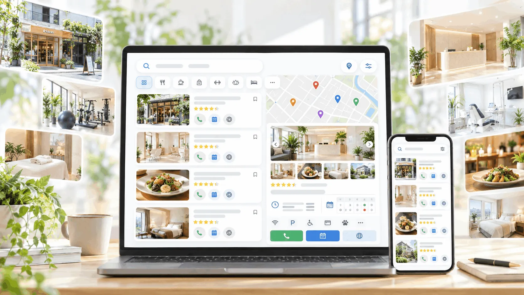 GoogleビジネスプロフィールとWebサイトの導線を確認するイメージ