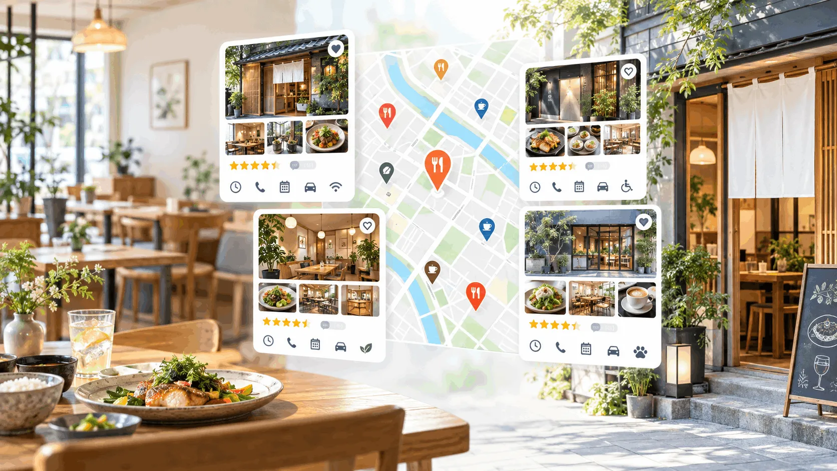 業種に合わせてGoogleマップの店舗情報を整理するイメージ