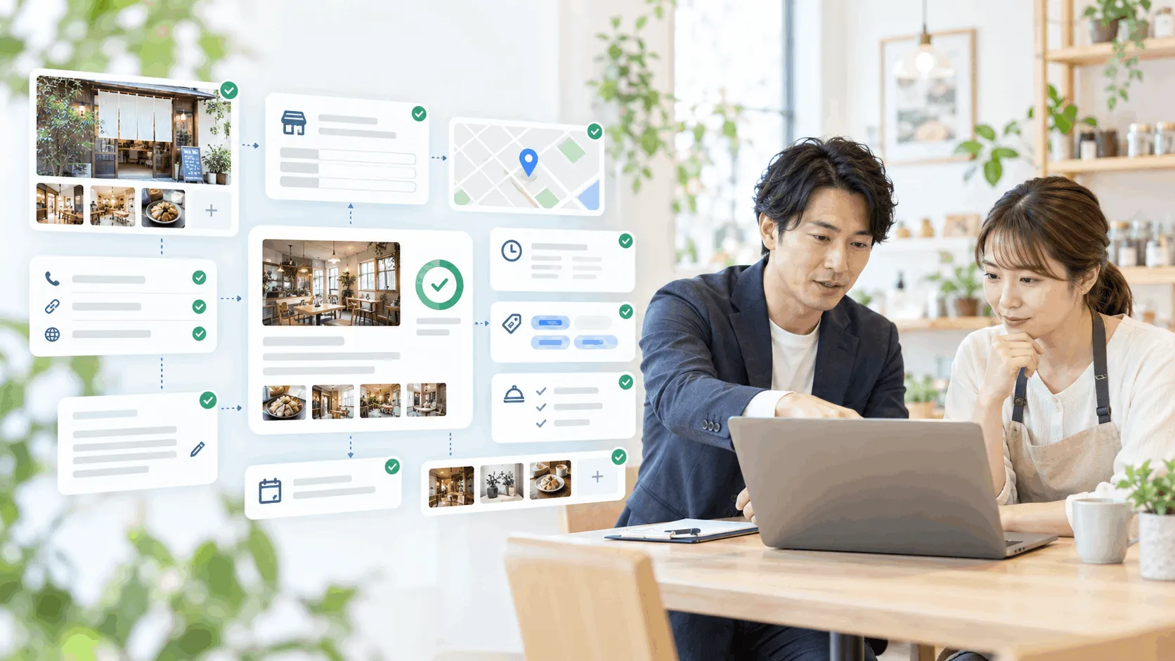 Googleビジネスプロフィールの初期設定と最適化を確認するイメージ