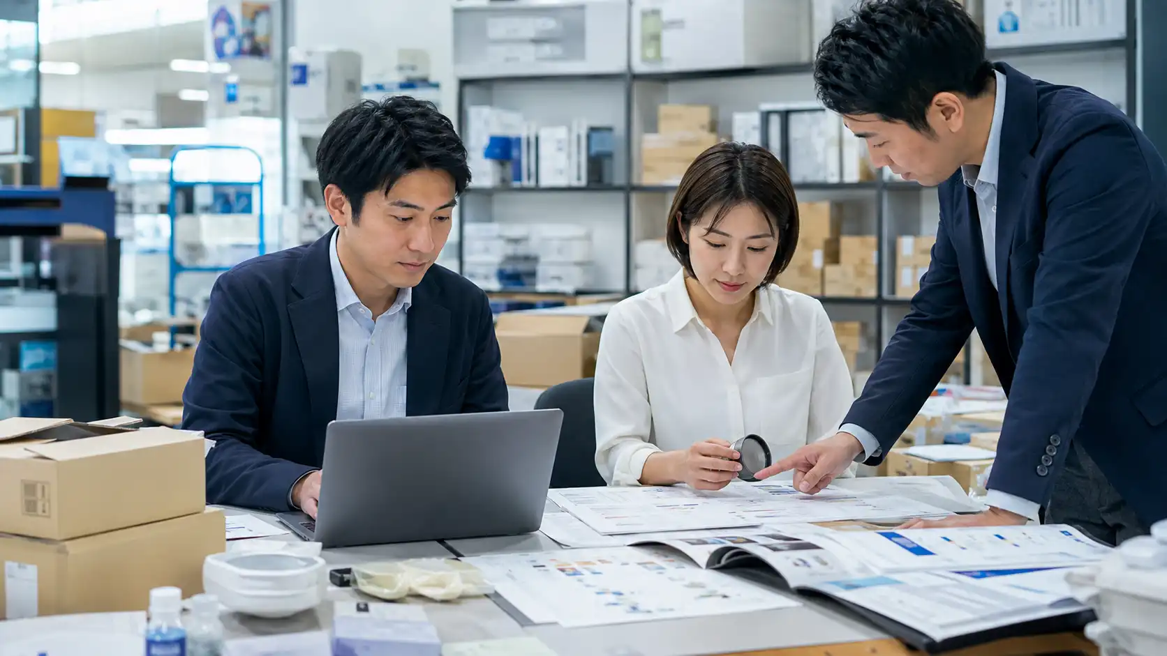 仕入先から法人顧客までの商品供給情報を整理するイメージ